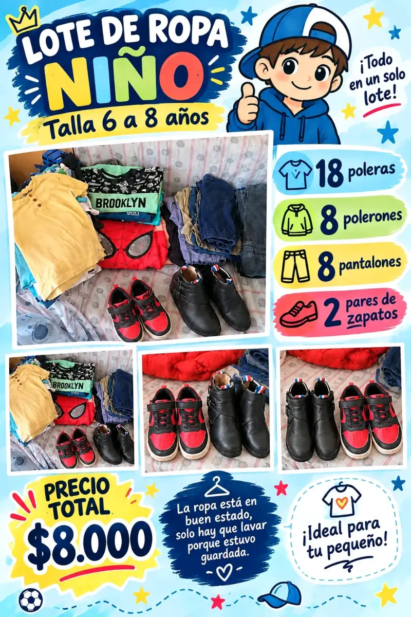 Lote de ropa niño talla 6 a 8 años - 1