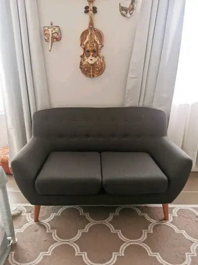 Sofá Rosen de dos plazas gris oscuro - miniatura 1