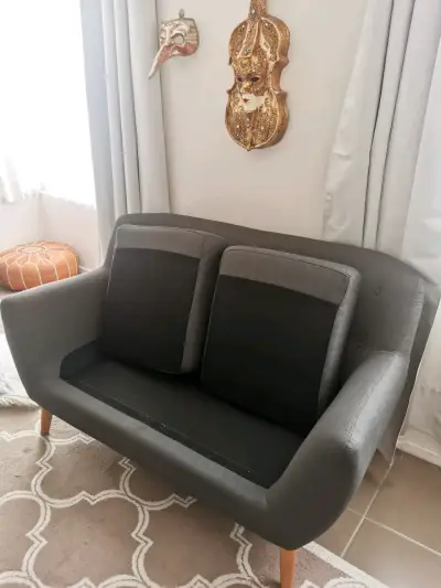 Sofá Rosen de dos plazas gris oscuro - miniatura 3