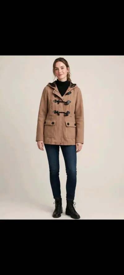 Abrigo Duffle Coat Mujer Marrón con Capucha - miniatura 1