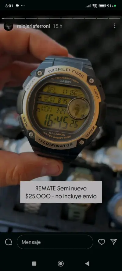 Reloj Casio World Time semi nuevo - miniatura 1