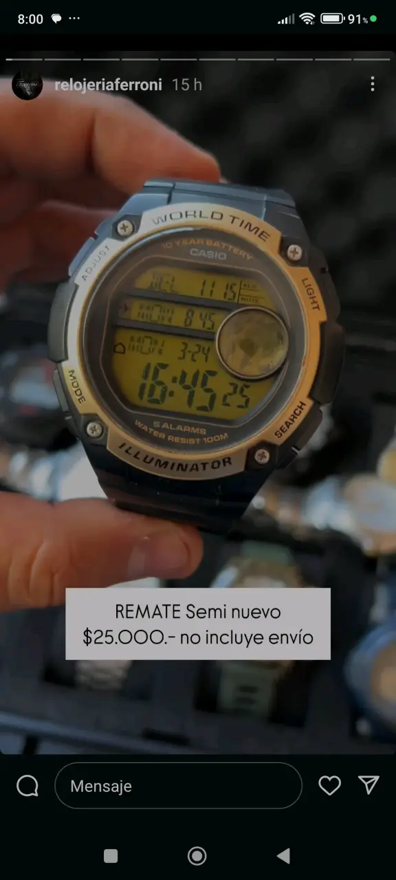 Reloj Casio World Time semi nuevo - 2
