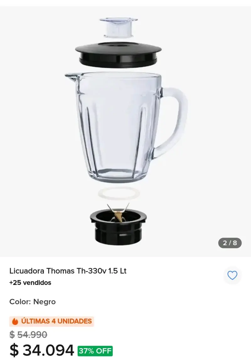 Licuadora Thomas TH-330V 1.5L Negra - 3