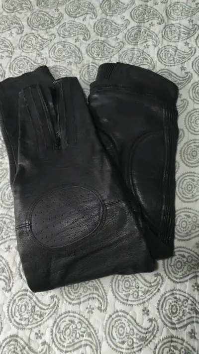 Pantalones de cuero para motociclista Macna negros - miniatura 1