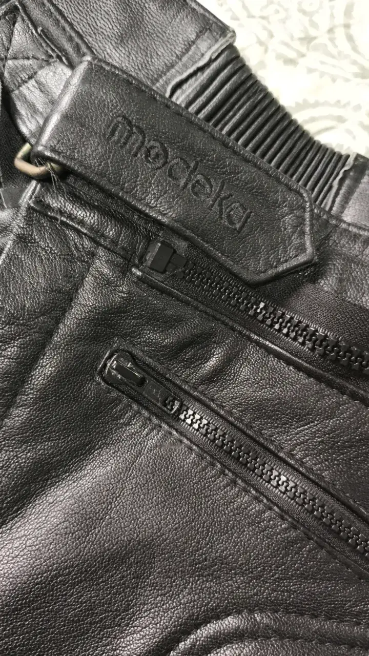 Pantalones de cuero para motociclista Macna negros - 4