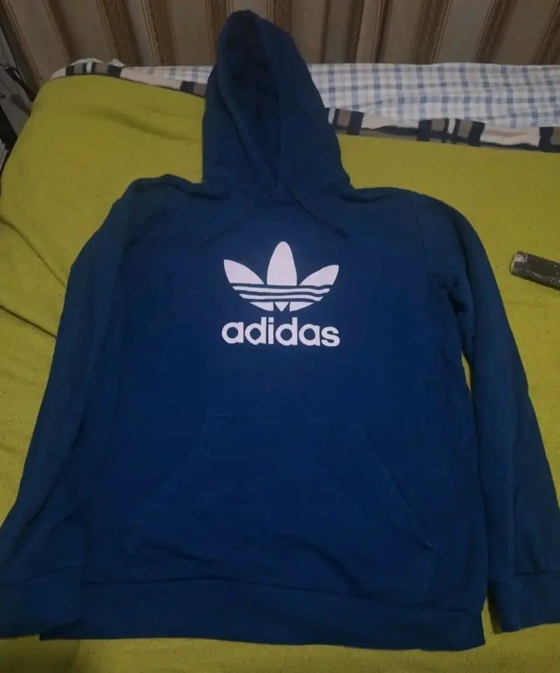Polerón con capucha azul Adidas para hombre M - 1