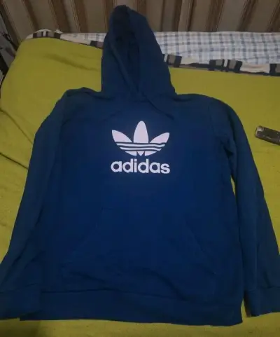 Polerón con capucha azul Adidas para hombre M - miniatura 1