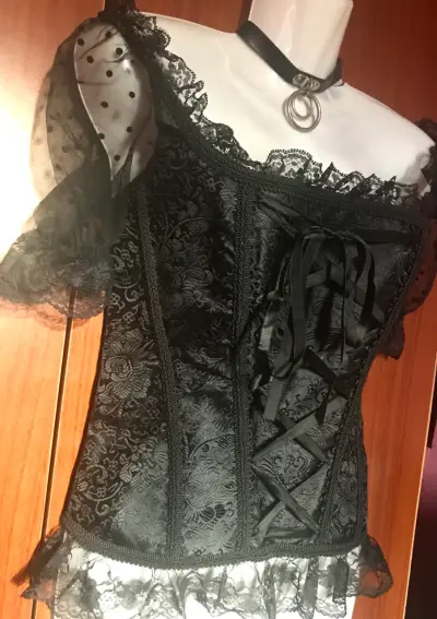 Corset negro con mangas de tul - miniatura 2