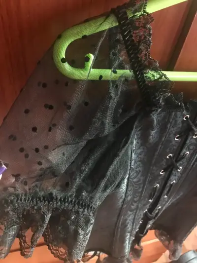 Corset negro con mangas de tul - miniatura 3