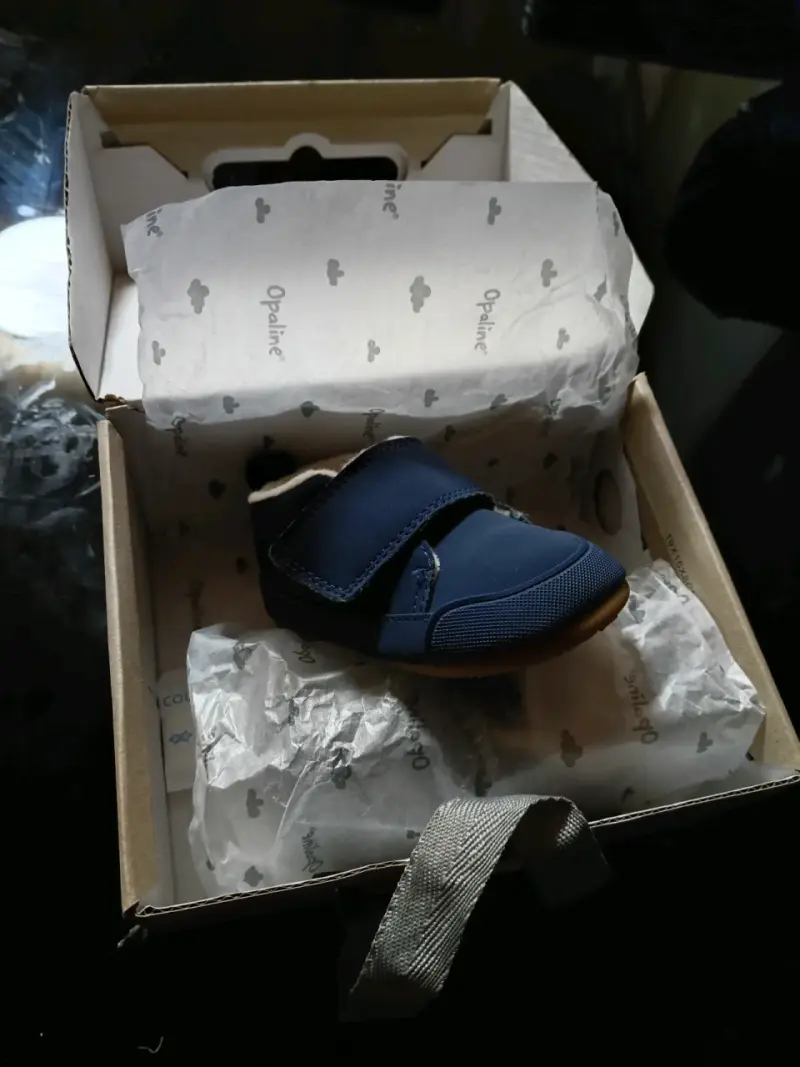 Zapatos de bebé azul Opaline en caja
