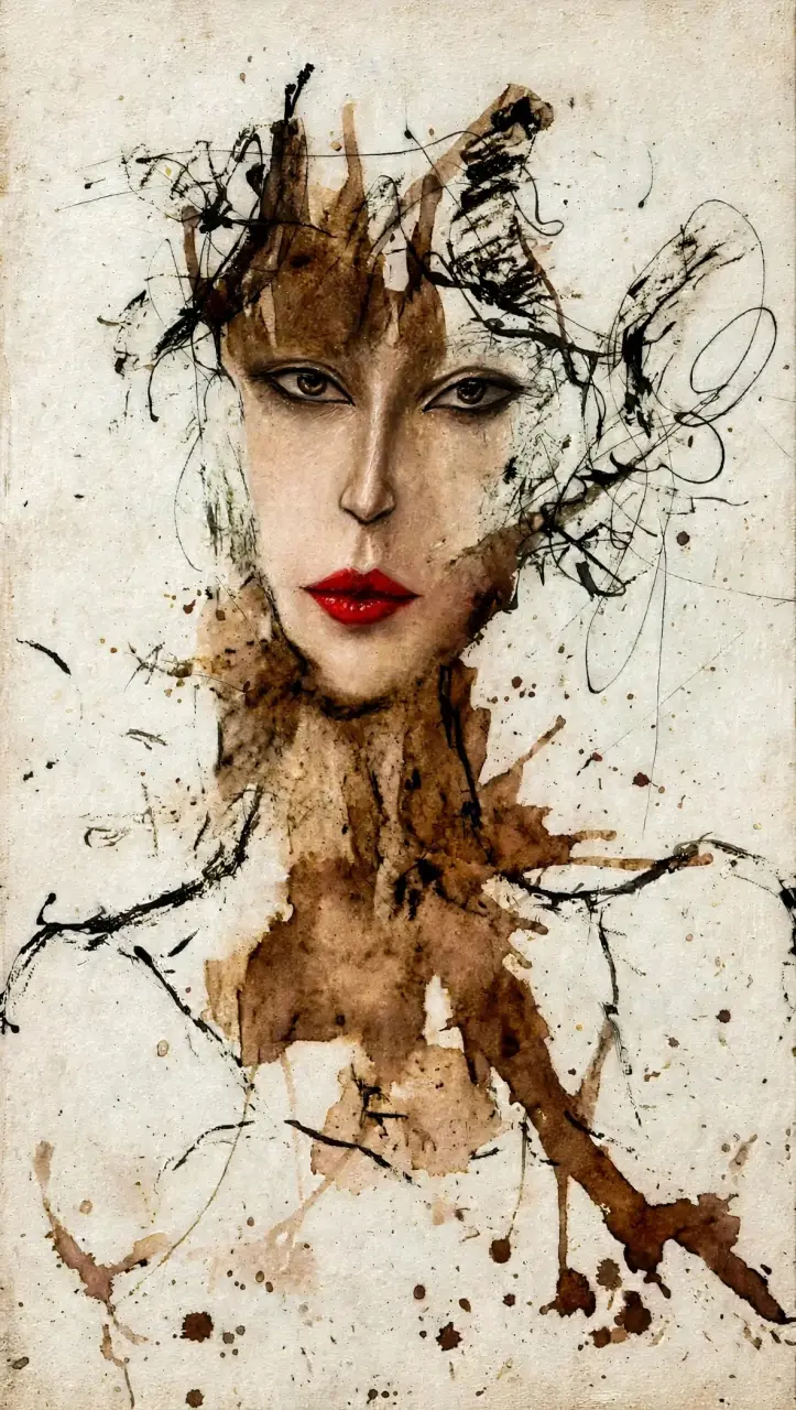 Cuadro abstracto de rostro femenino