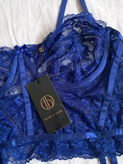 Corset de encaje azul House of Desire nuevo xl - miniatura 2