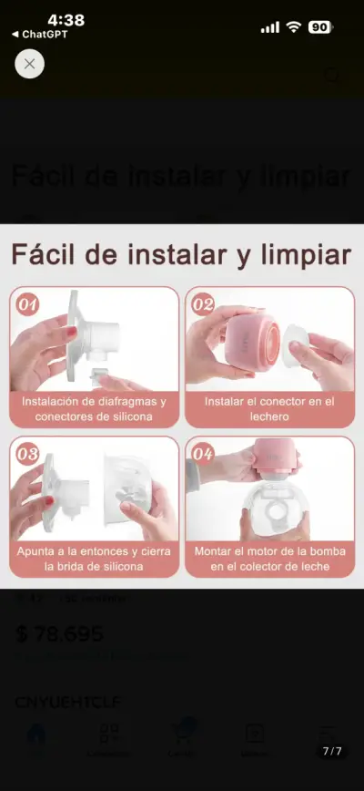 Extractor de Leche Eléctrico Portátil Rosa - miniatura 4