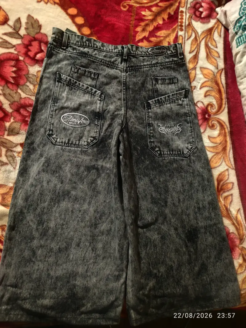 Jeans anchos de mezclilla gris Atmosfera - 1