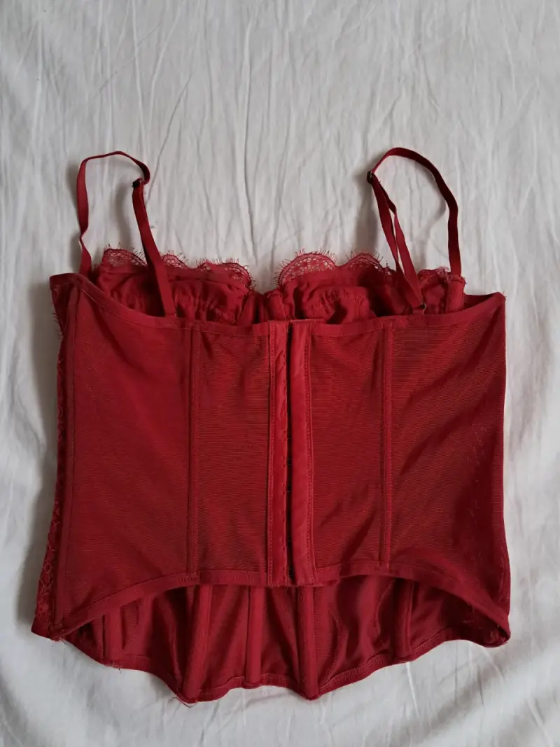 Corset rojo de encaje para mujer talla L - 4