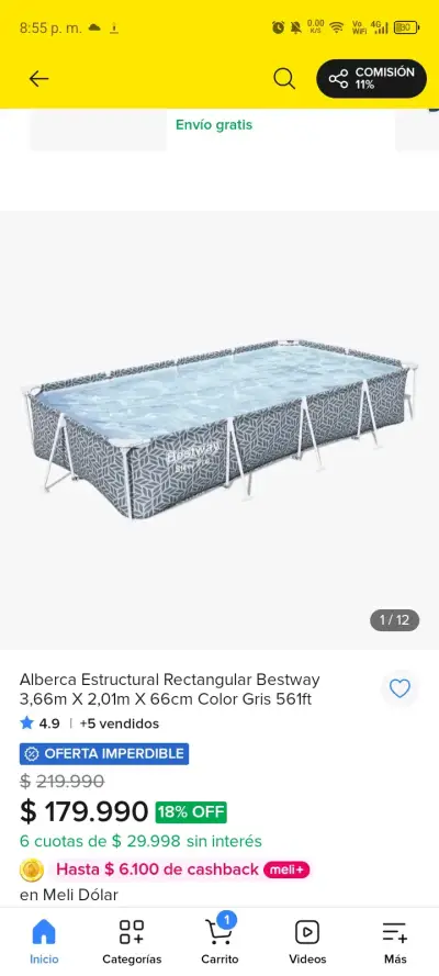 Piscina estructural rectangular Bestway gris - miniatura 1