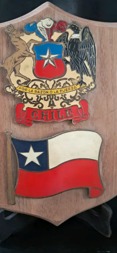 Escudo de madera con escudo y bandera de chile - miniatura 4