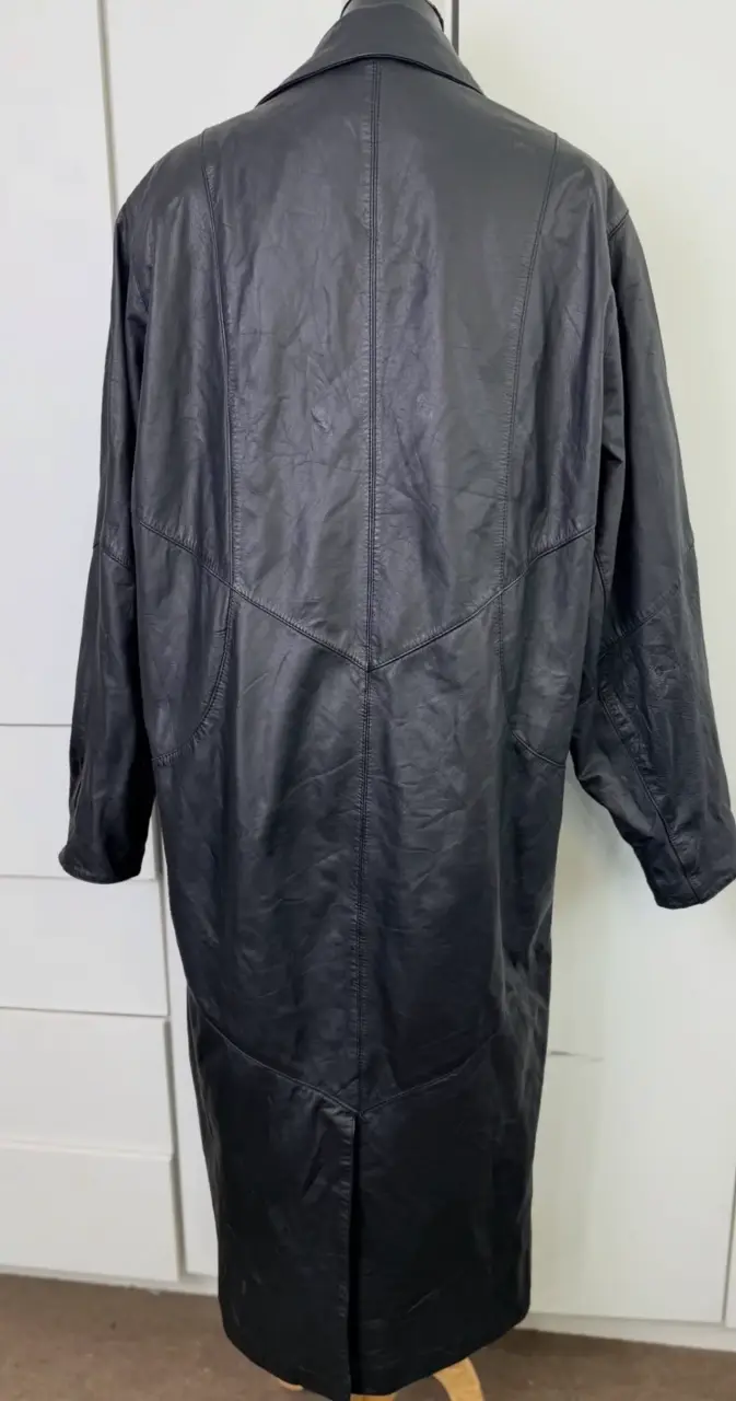 Abrigo Largo de Cuero Negro para Mujer - 6