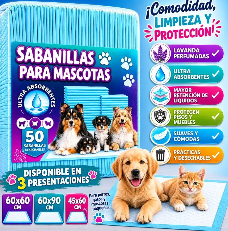 Sabanillas para mascotas ultra absorbentes