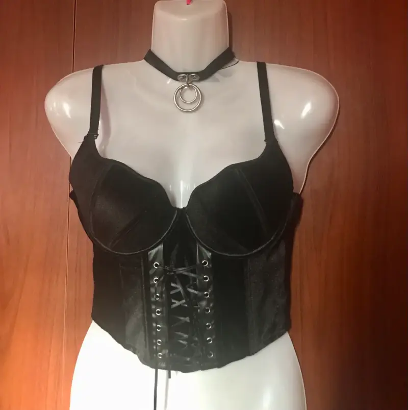 Corset bustier terciopelo negro - 3