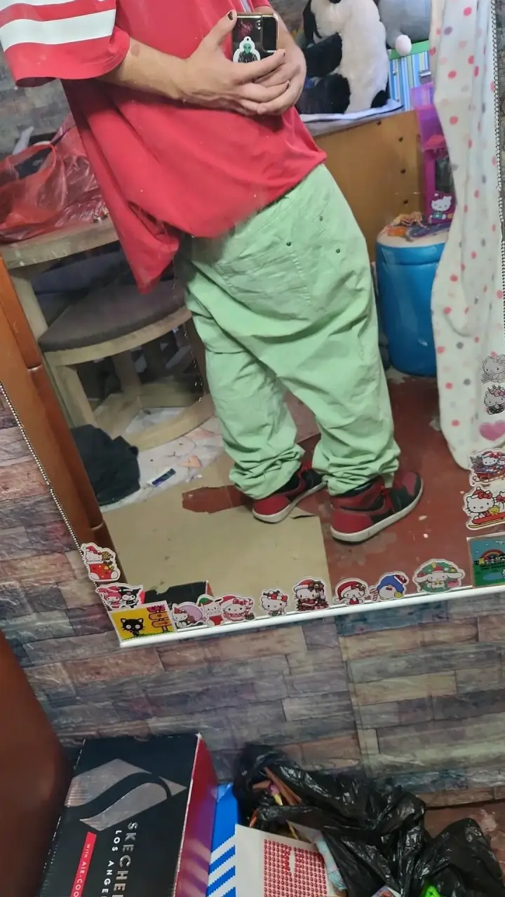 Pantalones verdes unisex estilo ancho - 1