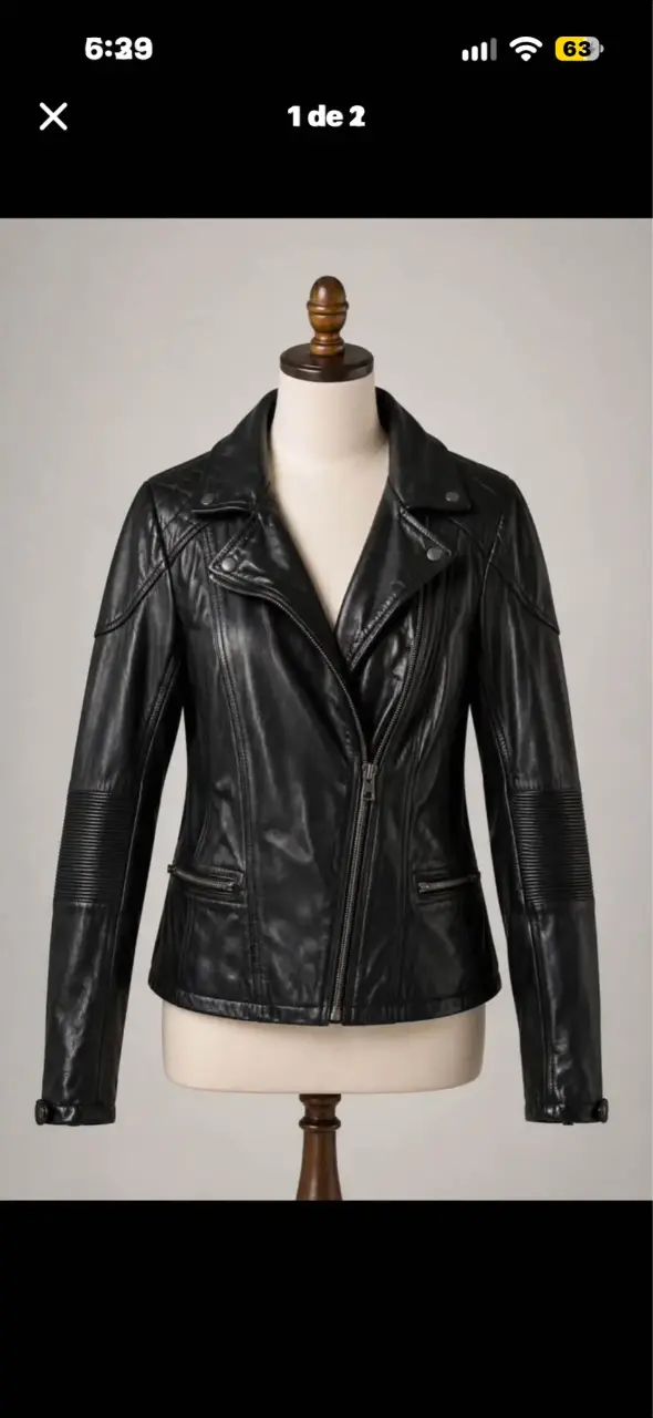 Chaqueta de cuero negra para mujer - 1