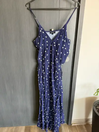 Vestido largo azul con lunares Saville Row - miniatura 1