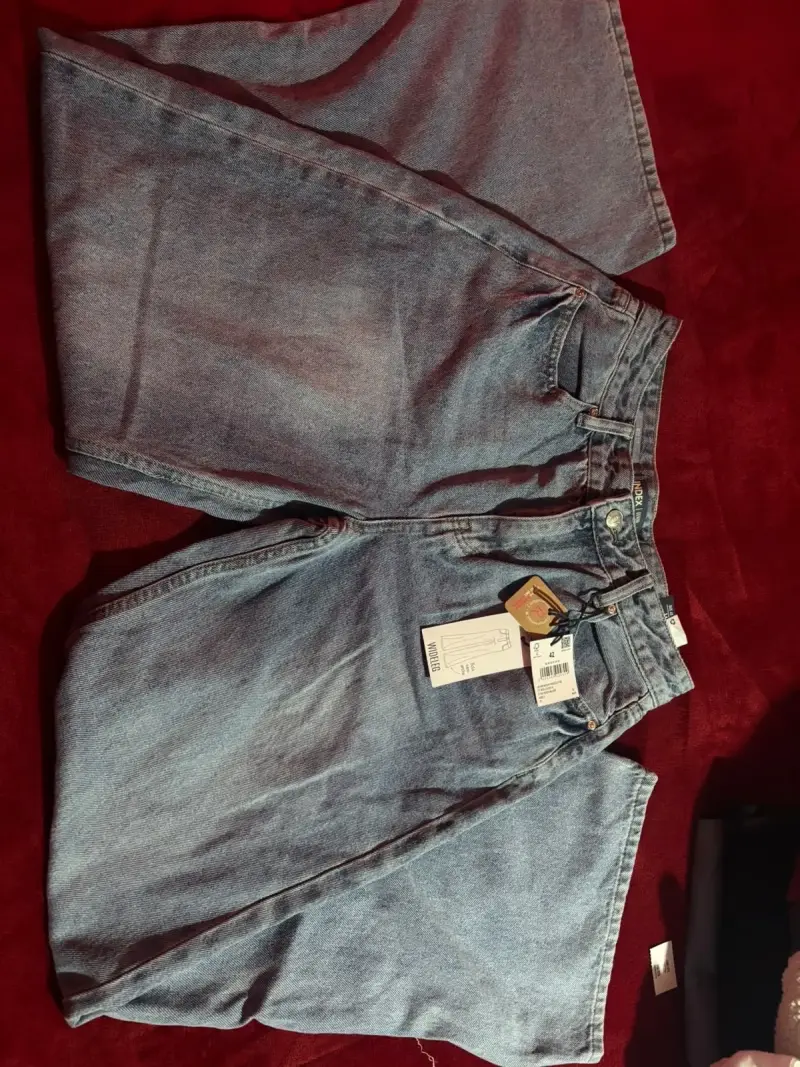 Jeans anchos de mezclilla azul Index - 1