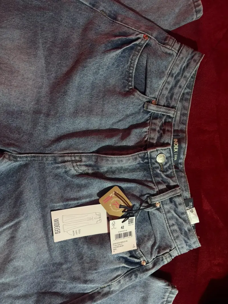 Jeans anchos de mezclilla azul Index - 2