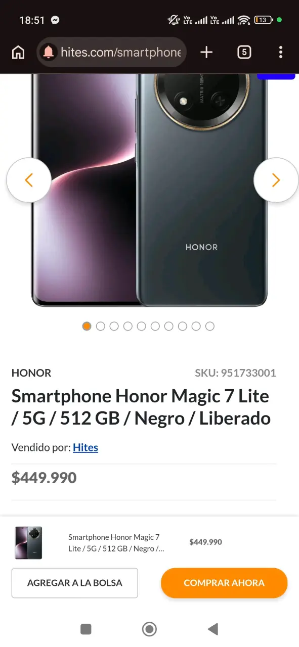 Smartphone Honor Magic 7 Lite 5G 512GB Negro - 4