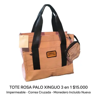 Tote bag rosa palo impermeable con monedero - miniatura 1