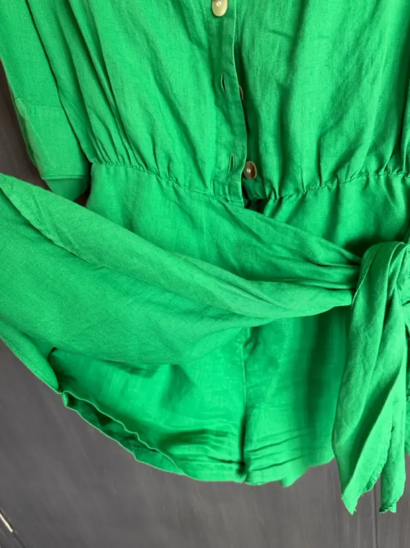 Vestido pantalón verde con lazo Zara - 2
