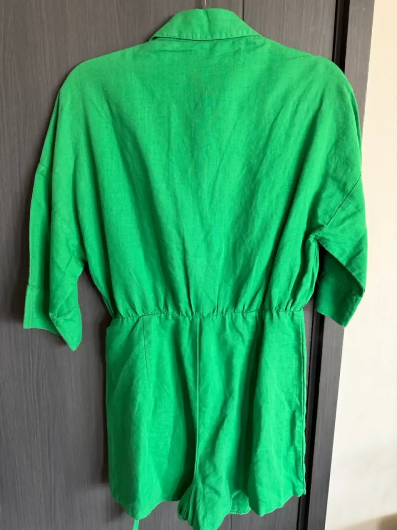 Vestido pantalón verde con lazo Zara - 3