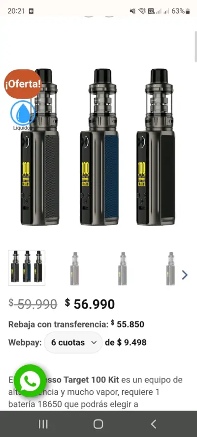 Vaporizador Vaporesso Target 100 Kit con RDTA Artemis - miniatura 1