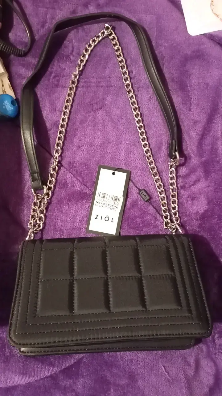 Cartera bandolera negra con cadena Ziol - 1