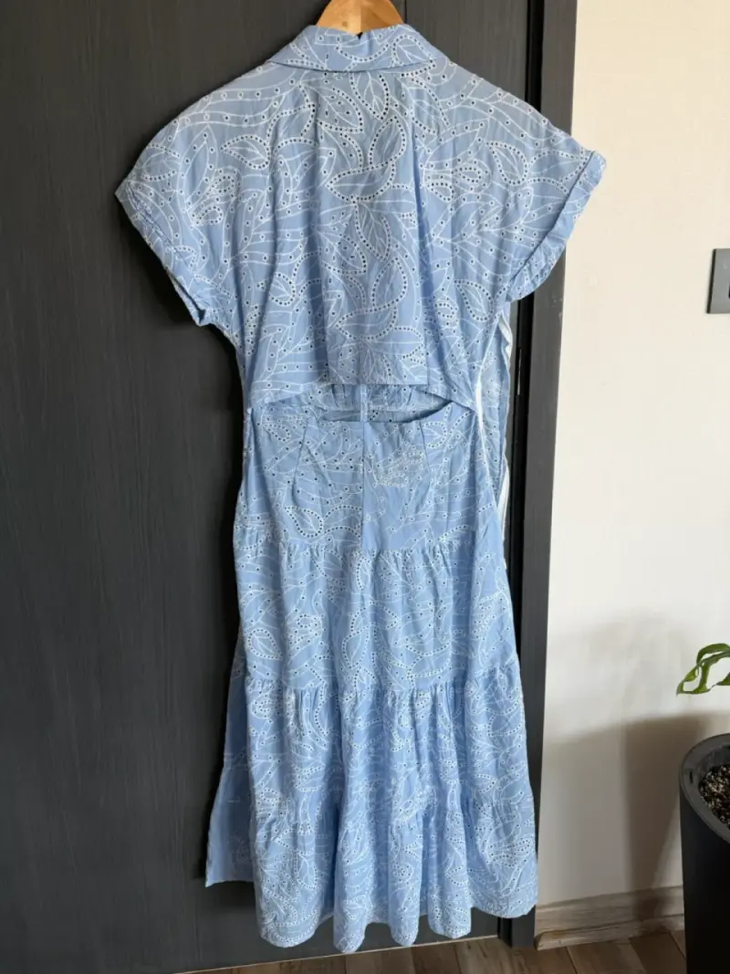 Vestido celeste bordado Madeira - 3