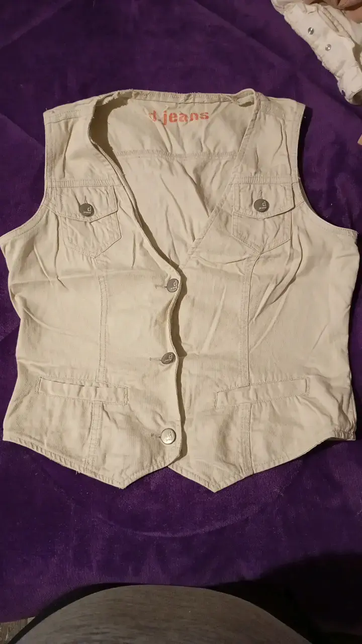 Chaleco Beige Sin Mangas d. jeans Talla S - 1