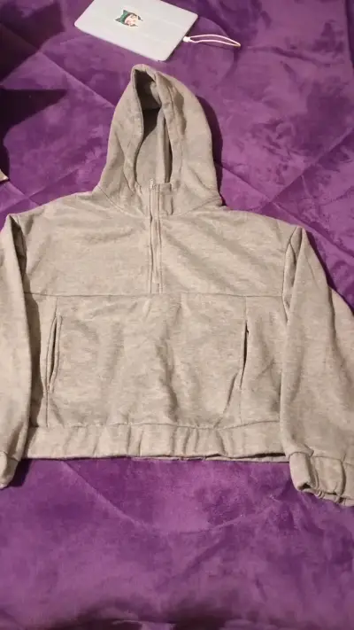 Polerón gris con capucha para mujer - miniatura 1