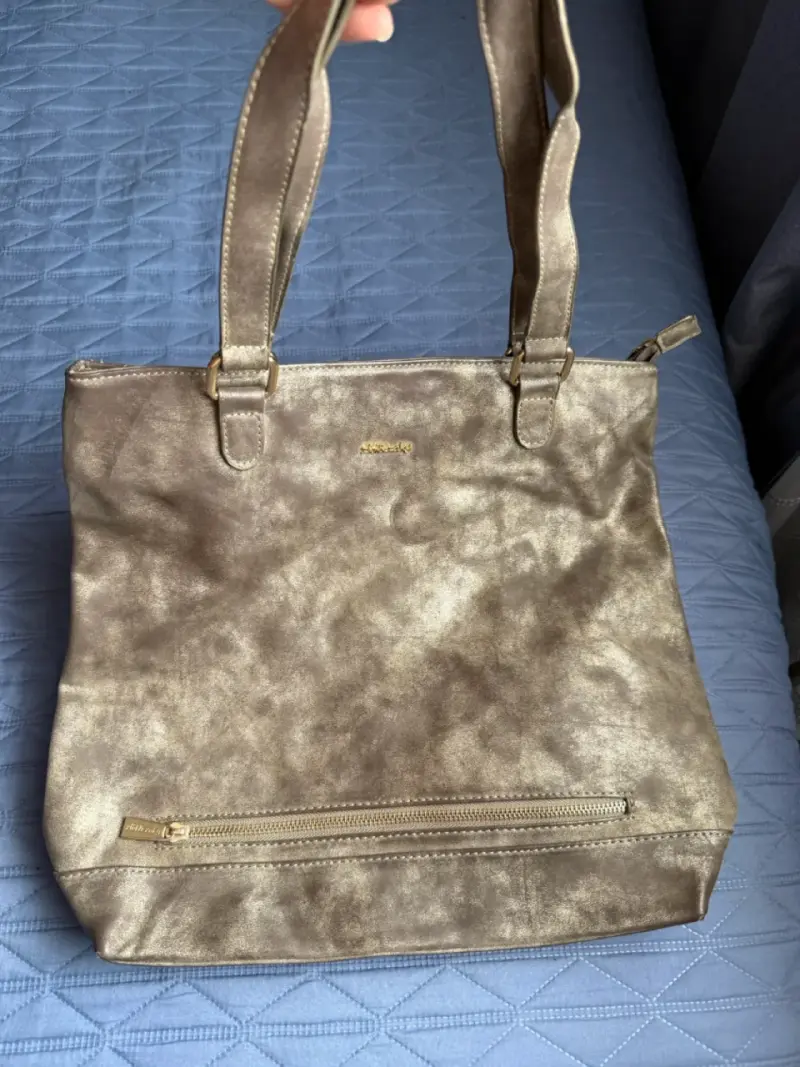 Bolso de mano dorado con cierre - 1