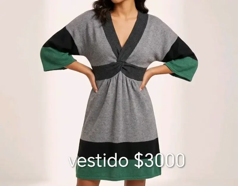 Vestido casual tricolor para mujer