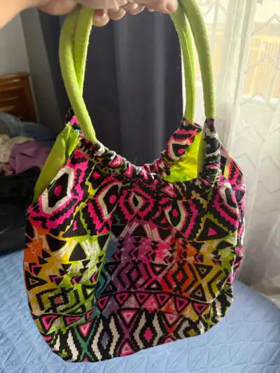 Bolso de tela con diseño geométrico colorido - miniatura 2