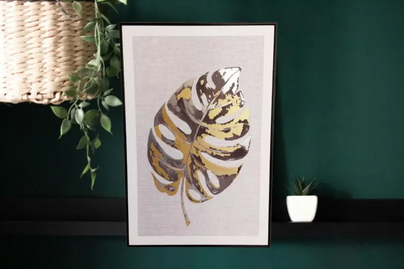 Cuadro Decorativo Hoja Tropical en Marco Negro - 1