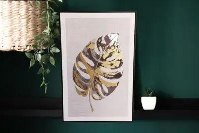Cuadro Decorativo Hoja Tropical en Marco Negro - miniatura 1