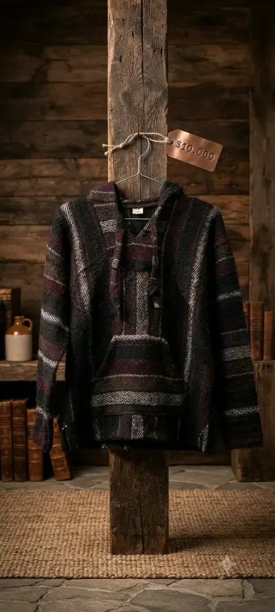 Poncho artesanal de lana con diseño étnico - miniatura 1