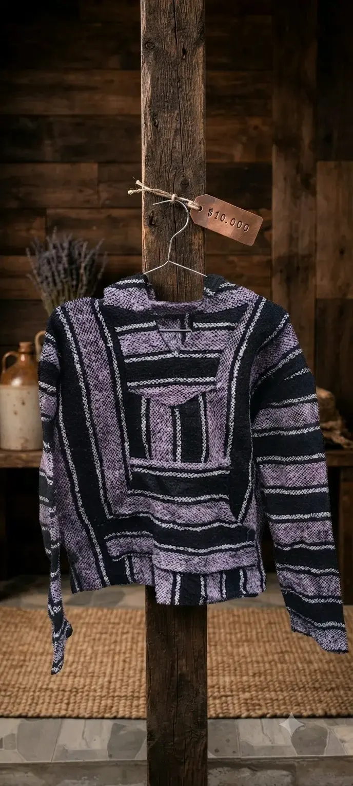 Poncho artesanal de lana con diseño étnico - 2