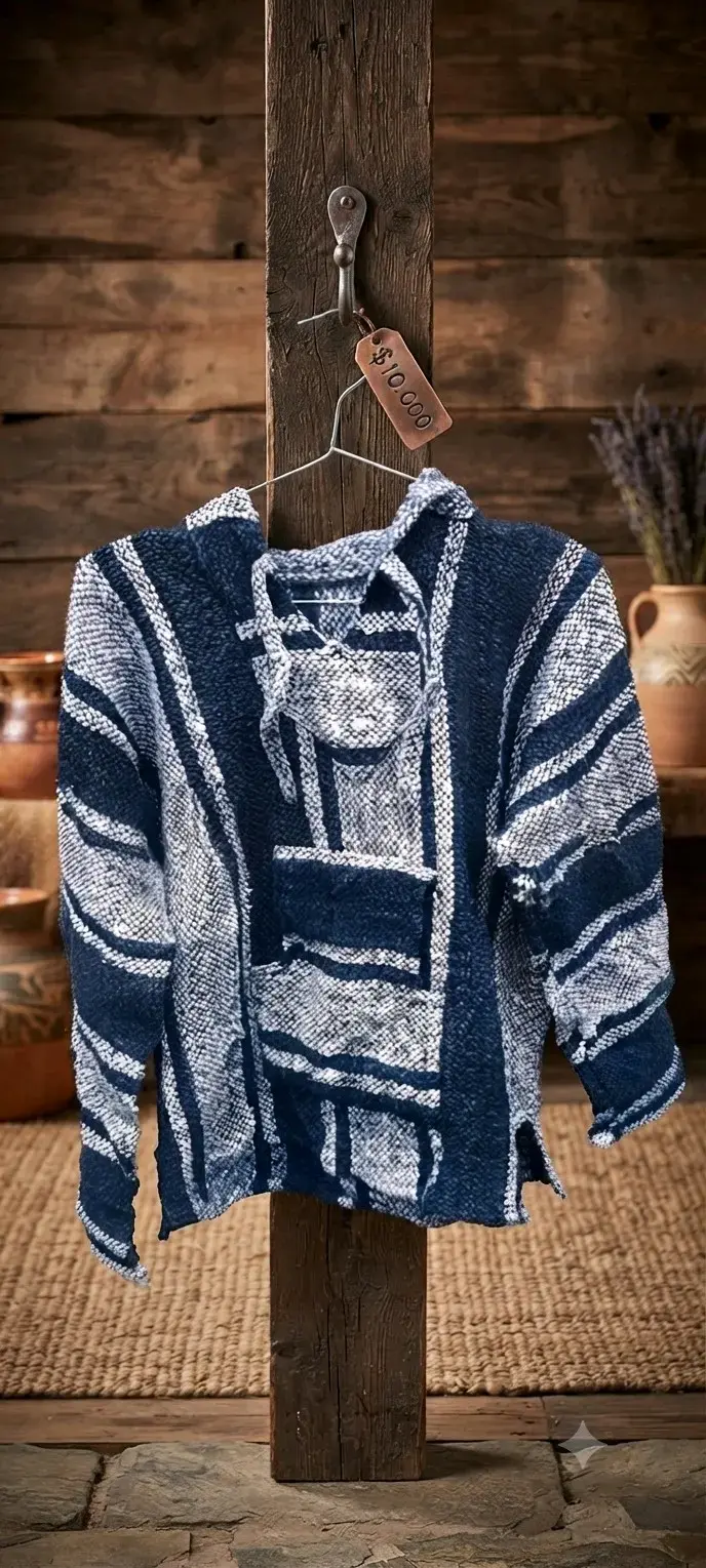 Poncho artesanal de lana con diseño étnico - 3