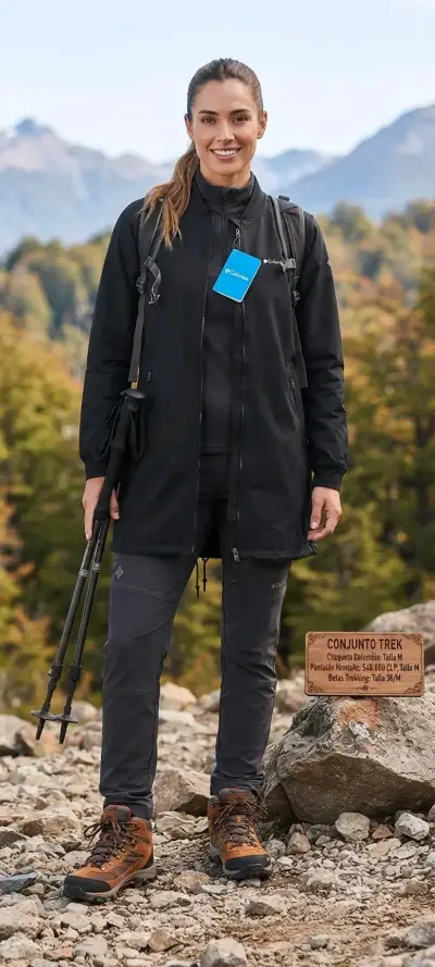 Abrigo negro Columbia para trekking - miniatura 2