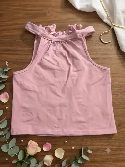 Top sin mangas rosa para mujer - miniatura 1