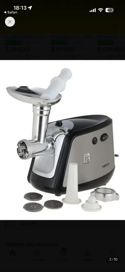 Moledora de Carne Valory 1200W con Accesorios - miniatura 2