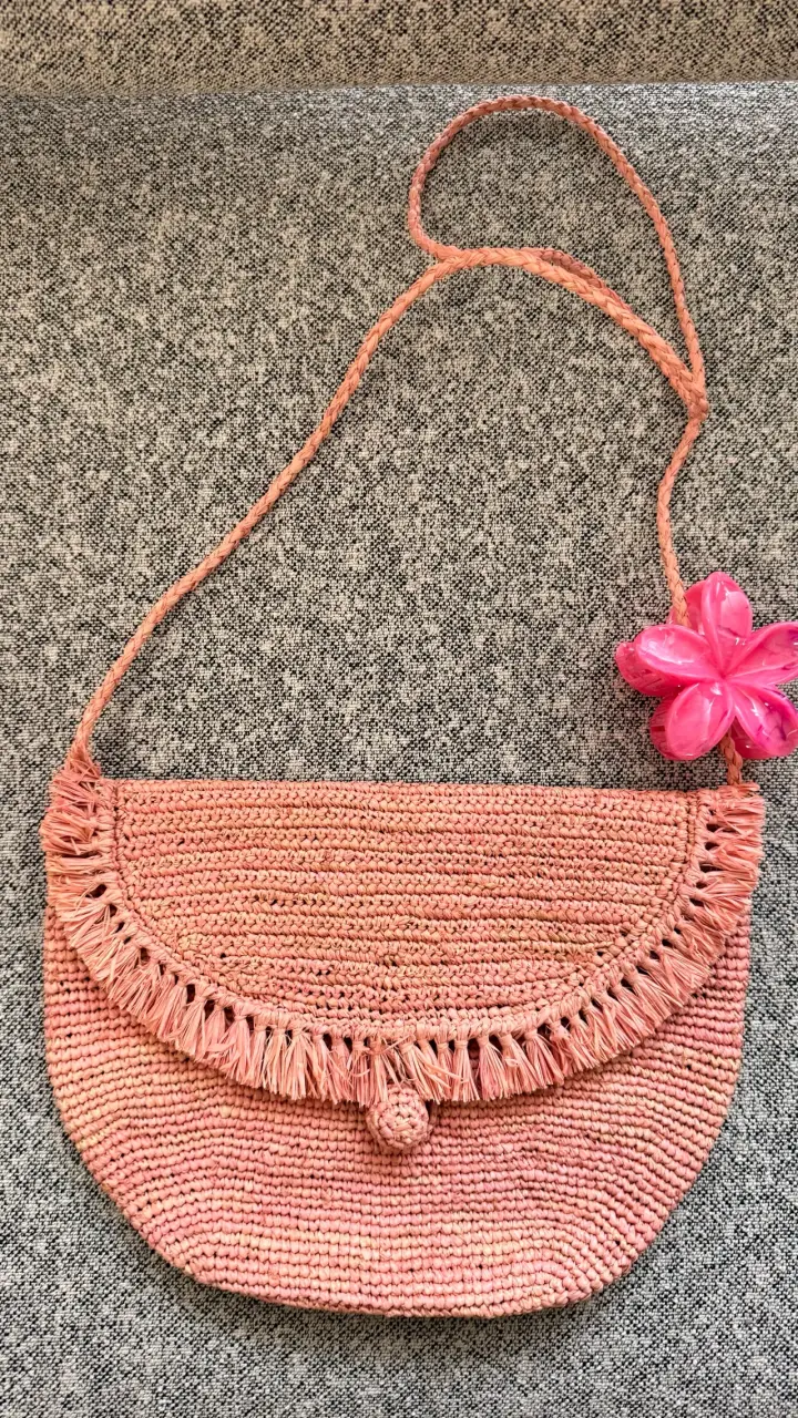 Cartera de paja rosa Parisina - 1
